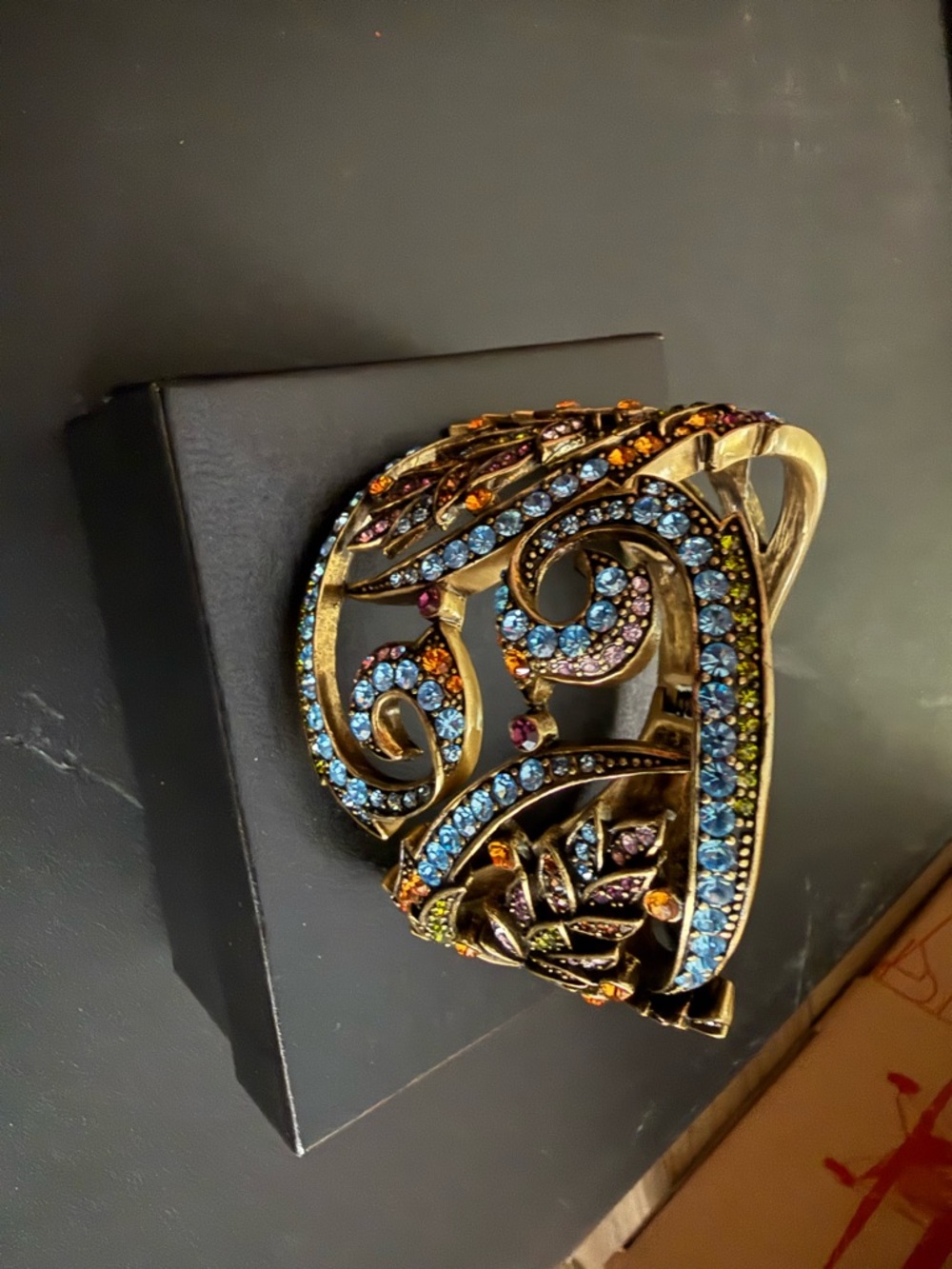 Heidi Daus Multicolor Crystal Scroll Cuff Bracelet